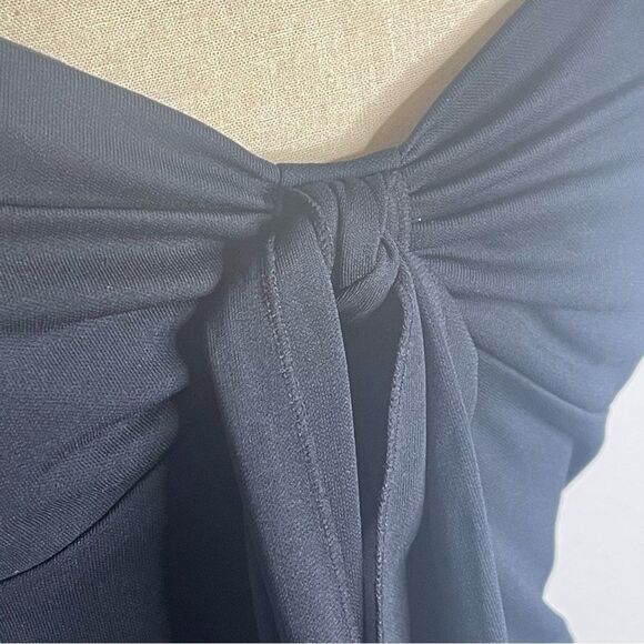 Vintage 90s Express Dress Asymmetrical Black Beaded Bow Boho Vacation MIDI - Picture 6 of 9